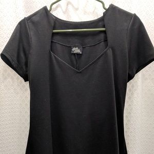 Women's Black Shirt-Vintage Neckline